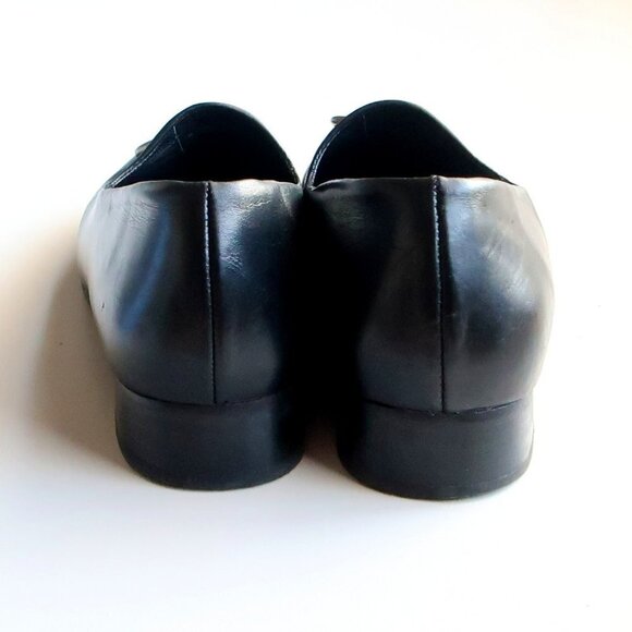Freda Salvador Black Leather Low Heel Loafers Slip-on Shoes with Ring Detail - Picture 8 of 16